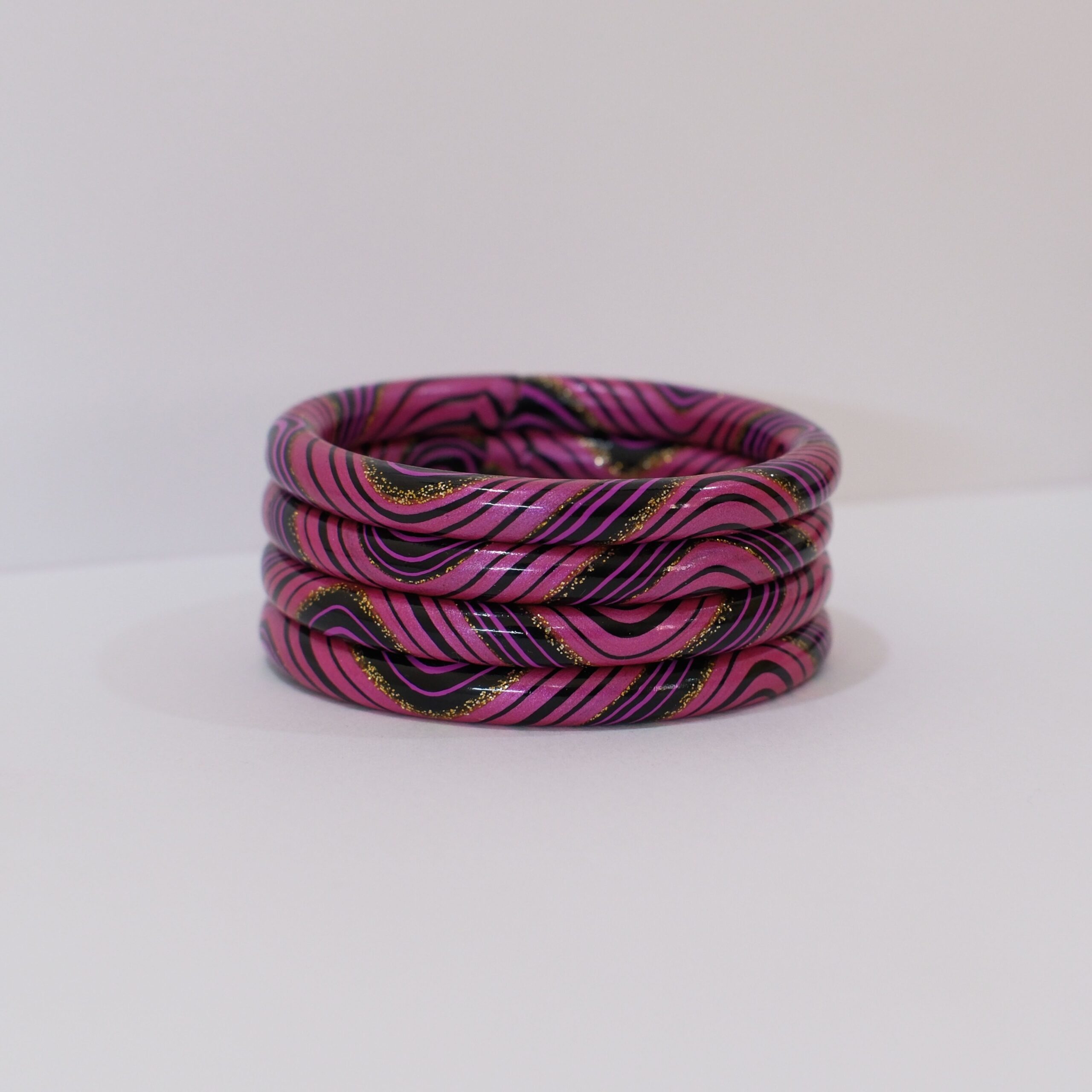 4 piece Juli Chudi in Rani pink black golden