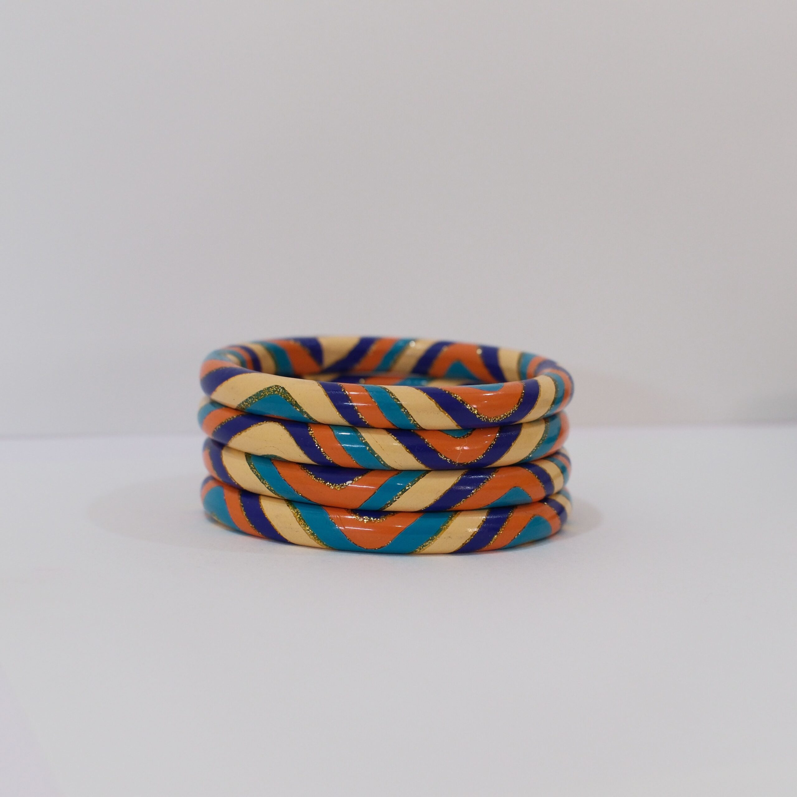 4 piece Juli Chudi in Multani with blue orange golden