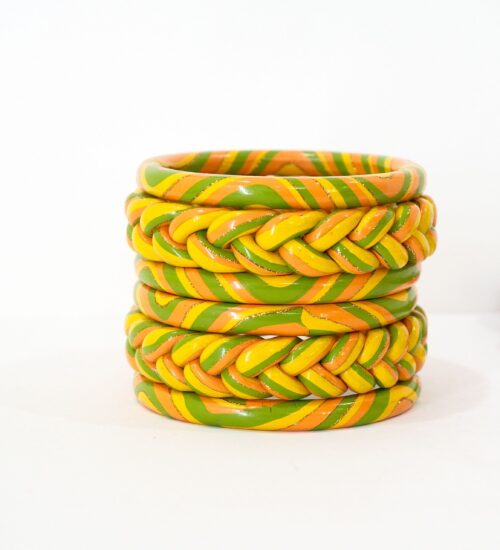 6 Piece Braided Set Yellow Green