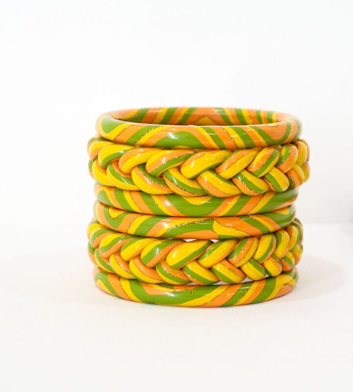 6 Piece Braided Set Yellow Green